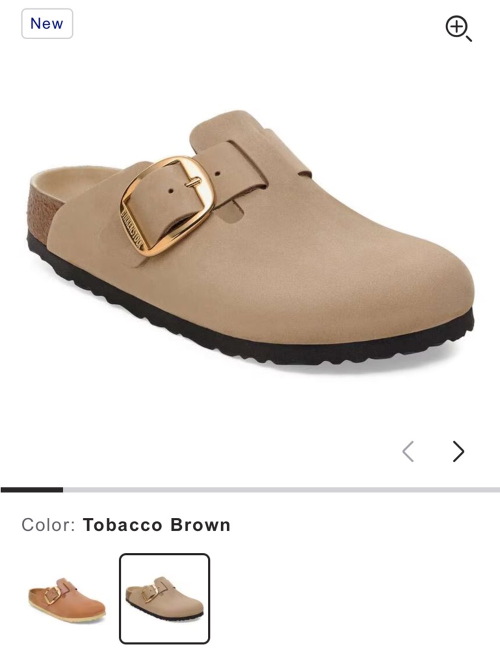 Birkenstock Boston Clog Mule with Gold Buckle - Tobacco Brown